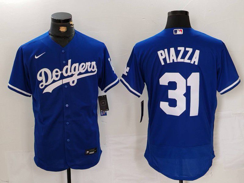 Men Los Angeles Dodgers #31 Piazza Blue Elite 2024 Nike MLB Jersey style 11